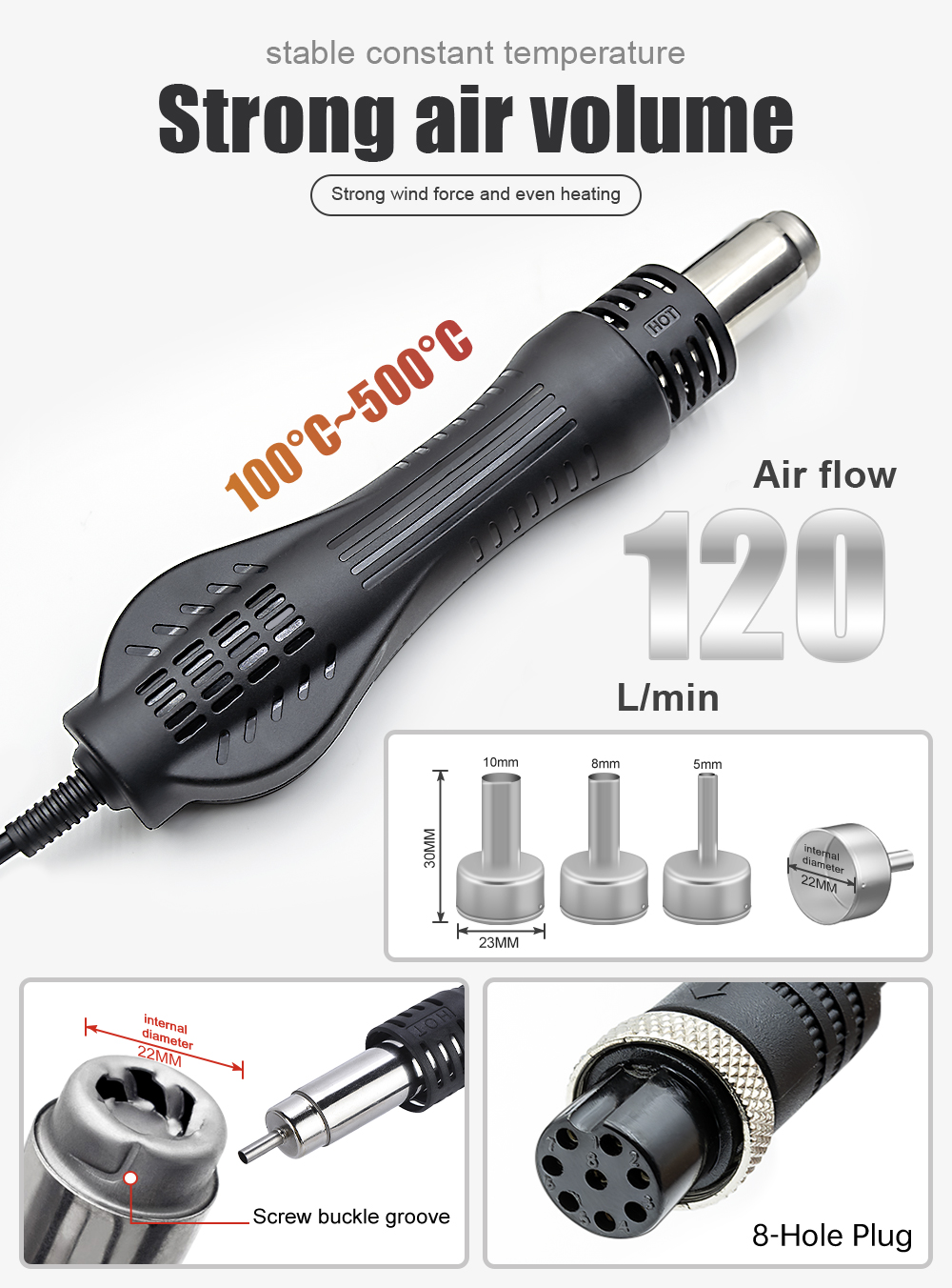 JCD Hot Air Gun 858D 700W BGA  - Hot Air Station 858 评论和价格