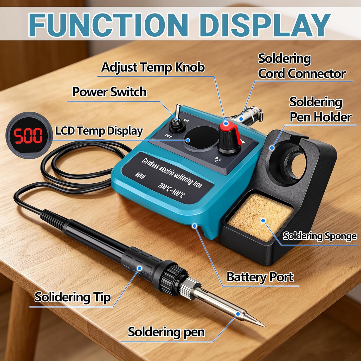 90W LED Digital Cordless Solde - Electronics Repair Kit 评论和价格